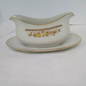 Vintage EKCO International Exquisite Fine China Golden Autumn Gravy Boat Japan